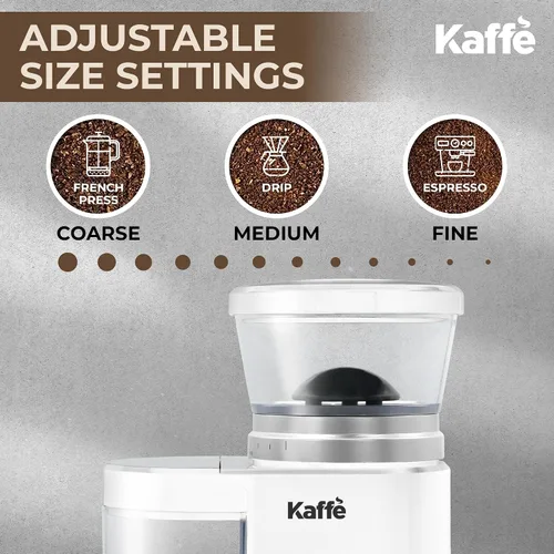 Miniatura 2 de Kaffe - Molinillo eléctrico de café con rebabas (5.5 onzas) con ajustes de grosor ajustables, rebabas planas, [nuevo motor mejorado], molinillo