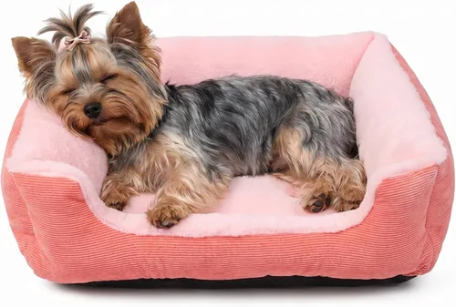 Miniatura 9 de Cama para perros pequeños, de 20 pulgadas, para perros pequeños, cama rectangular suave para cachorros con superficie de felpa, cama lavable