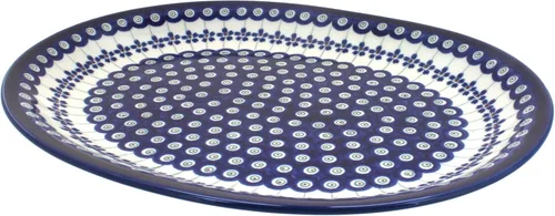 Miniatura 6 de Blue Rose Polish Pottery – Plato grande de pavo real azul – 14 x 8.2 pulgadas – Plato único para cenas, muy duradero y apto para lavavajillas