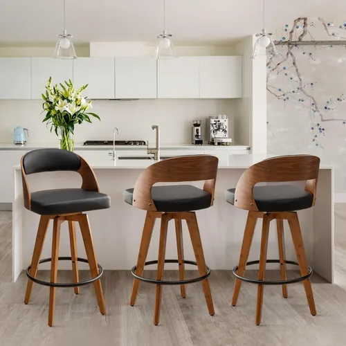Miniatura 19 de MEKLIBA Juego de 2 taburetes de bar de altura de mostrador para isla de cocina, silla de bar tapizada moderna de 26.8 pulgadas, taburetes giratorios