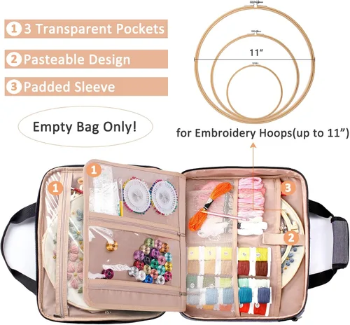 Miniatura 2 de MYBAGZING Bolsa Grande para Proyectos de Bordado - Organizador de Suministros para Punto de Cruz - Bolsa para Kits de Bordado - Almacenamiento