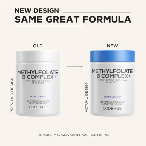 Miniatura 3 de Codeage Methylfolate B Complex Supplements - 5 MTHF, Metilcobalamina 1000mcg Vitamina B12 metilada, riboflavina, betaína, vitaminas B6, ciclo