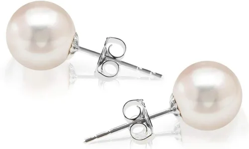 Miniatura 10 de PAVOI Aretes de perlas cultivadas de agua dulce blancas redondas de oro de 14 quilates seleccionados a mano AAA+ Pendientes de perlas para mujer