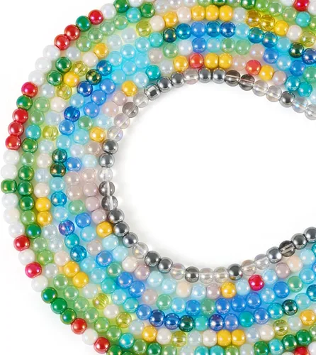 Miniatura 21 de FASHEWELRY 10 hebras de cuentas de vidrio chapadas en arco iris de 0.118 pulgadas (0.118 in), cuentas espaciadoras de cristal de Rondelle, cuentas