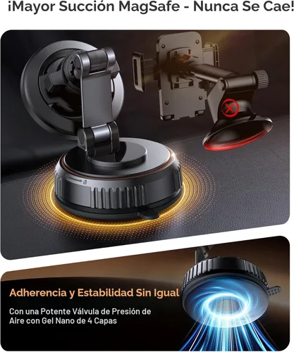 Miniatura 2 de Miracase Soporte de coche MagSafe [imán fuerte de 3600 gf y base de succión de 89 + libras] Soportes magnéticos de teléfono al vacío para tu