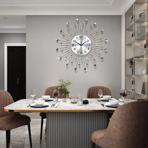Miniatura 9 de Relojes de pared para decoración de sala de estar, reloj de pared moderno y silencioso a pilas, sin tictac, para dormitorio, cocina, oficina