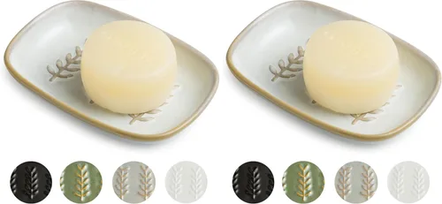 Miamolo Jabonera limpiadora para ducha, jabonera de cerámica para barra de jabón grande, champú o esponja, bandeja ahorradora de jabón para baño y