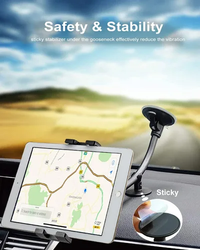 Miniatura 7 de Soporte para tablet para parabrisas de automóvil, ventana de coche/camión, con ventosa de brazo largo, compatible con iPad Pro/Air/Mini, Galaxy