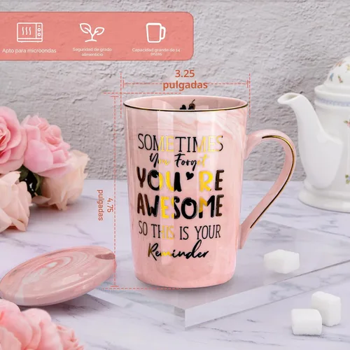 Miniatura 2 de Taza de café con texto en inglés "Sometimes You Forget You're Awesome Coffee", regalo de Navidad inspirador para ella, jefa dama empleada compañera