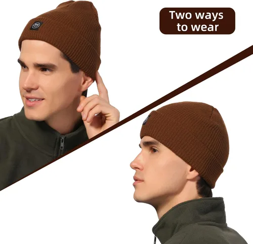 Miniatura 2 de Gorro para hombre con gorro de invierno con sonrisa, unisex, de punto, suave, cálido, con puños