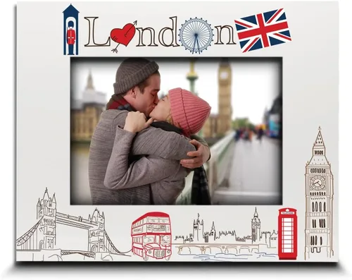 BELLA BUSTA -Marco de fotos Londres-Boda, luna de miel, vacaciones en Londres- Impresión UV símbolos Londres Set de diseño (5x7 horizontal)