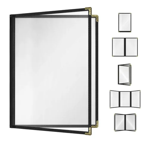 Miniatura 23 de Goodsmart - Fundas para menú de restaurante, paquete de 25 unidades, color negro, 2 vistas, soportes para menú de carga superior, cubiertas