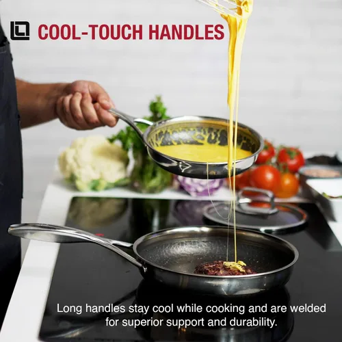 Miniatura 7 de LIVWELL DiamondClad - Sartén híbrida de 8 pulgadas, regalo de cocina, juego de utensilios de cocina antiadherentes de acero inoxidable con tapas