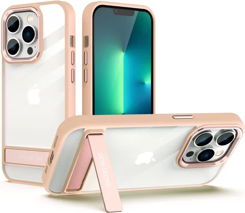 Miniatura 12 de DOB SECHS Magsafe - Funda transparente de metal con función atril compatible con iPhone 13 Pro, botón de aleación de aluminio, soporte de 3 vías