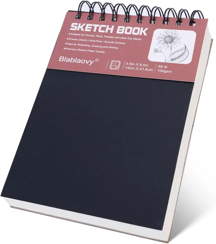 Cuaderno de bocetos de 5.5" x 8.5", bloc de bocetos con 60 hojas (68 libras/100 g/m²), paquete de 1 bloc de dibujo, libro de dibujo libre de ácidos,