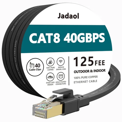 Miniatura 27 de Jadaol Cable Ethernet Cat 8 de 20 pies, 40 Gbps 2000 MHz, cable de conexión LAN RJ45 S/FTP, cable de red Cat8 de alta velocidad para router, módem