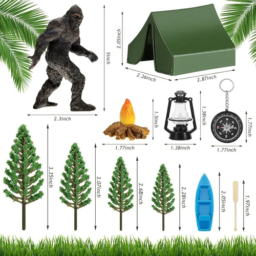 Miniatura 2 de 12 piezas de decoración de pastel de campamento con temática de campamento para fiesta de cumpleaños, incluye estatua de pie grande, tienda