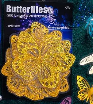 Miniatura 3 de Calcomanías de bronceado PET para álbum de recortes, kit de álbumes de recortes, mariposa brillante, papel estético, planificador de diario