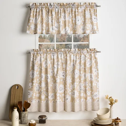 Miniatura 82 de Maison d' Hermine Juego de cortinas de cocina para ventanas, juego de cortinas de cocina 100% algodón, cenefas para el hogar [2 niveles