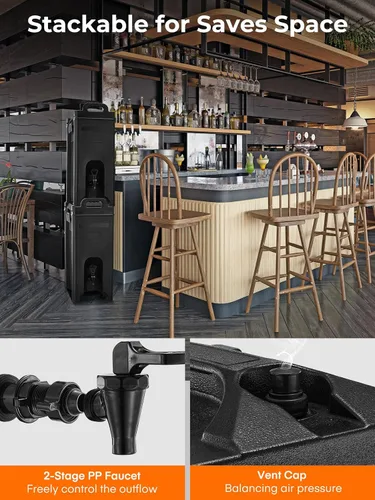 Miniatura 5 de Dispensador de bebidas aislado de 5 galones, dispensador comercial de bebidas calientes/frías para cafeterías, fiestas grandes, reuniones