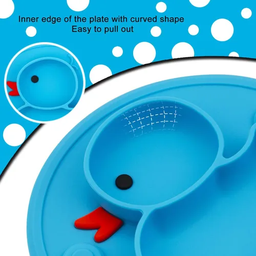 Miniatura 3 de Plato dividido de silicona para bebés, plato portátil antideslizante para alimentación infantil con ventosa para niños, bebés y niños, sin BPA, apto