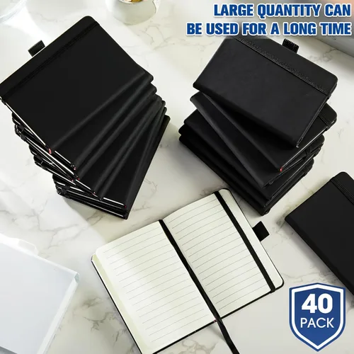 Miniatura 4 de Laumoi Paquete de 40 cuadernos de bolsillo, tamaño A6, mini diario de tapa dura, cuadernos forrados de cuero PU de 3.5 x 5.5 pulgadas, bloc de notas