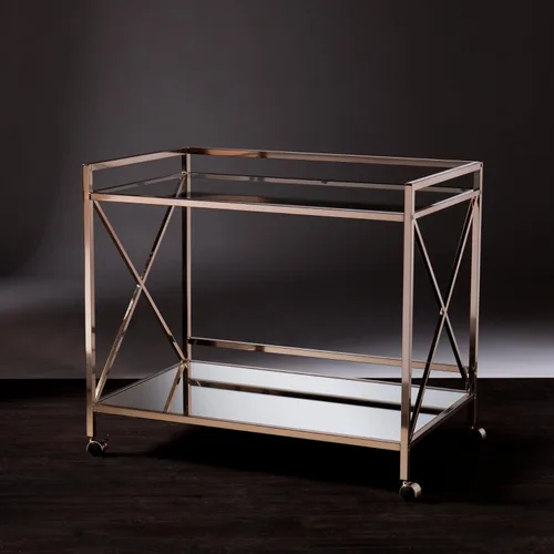 Miniatura 2 de SEI Furniture - Carrito de barra Maxton - Diseño de transición, hierro dorado - Ideal para sala de estar, bar en casa (HZ2041)