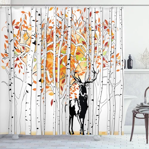 Miniatura 17 de Pingüino Shadow Fun cortina de ducha de tela con ganchos 69 x 70 pulgadas Azul pálido rosa pálido