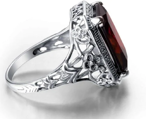 Miniatura 3 de Anillo elegante de plata de ley 925 con enorme tanzanita natural de 3.5 quilates y rubí, para mujer, para boda, compromiso, talla 6-10