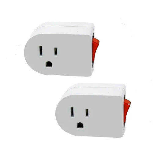 Miniatura 5 de Wideskall® - Interruptor de encendido/apagado de alimentación con luz roja, enchufe de pared de 3 puntas con conexión a tierra, adaptador de toma