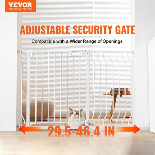 Miniatura 2 de VEVOR - Puerta de bebé extra ancha de 29.5-46" para escaleras, puerta de cierre automático para perros para la casa, puertas para mascotas de fácil