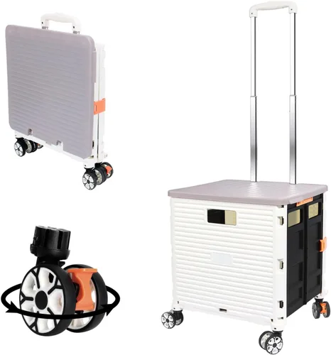 Miniatura 27 de FELICON SELORSS Carro de Utilidad Plegable Carro de Mano Plegable con Mango Telescópico de Plástico Resistente Cesta Plegable de 4 Ruedas Giratorias