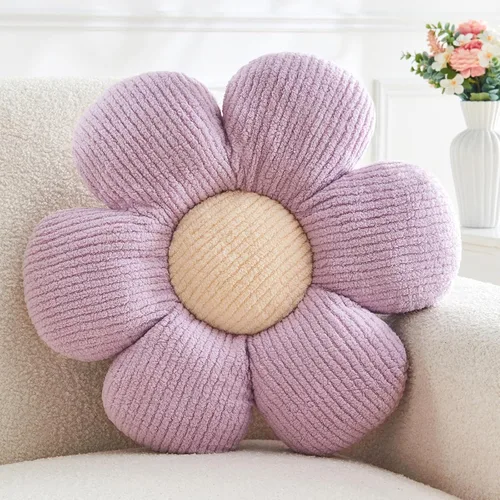 Miniatura 16 de Almohada en forma de flor rosa, cojín de suelo de 13.7 pulgadas, cojín de flor para sofá, sofá cama, almohada suave de margarita, cojín decorativo