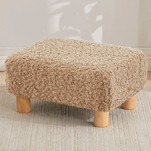 Miniatura 19 de Taburete pequeño otomano, reposapiés otomano de lino, reposapiés para sofá, reposapiés rectangulares y otomanos, pequeño para sala de estar, entrada
