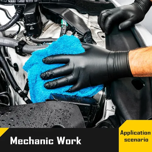 Miniatura 4 de COOLJOB Guantes desechables de nitrilo negros de 5 mil para hombres, resistentes para limpieza del hogar, cocina, trabajo, sin polvo, S-XL