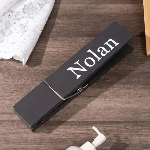 Miniatura 5 de Ganchos grandes de madera personalizados con nombre grabado personalizado de 12 pulgadas, clips para la ropa, toallero, decoración de pared de baño