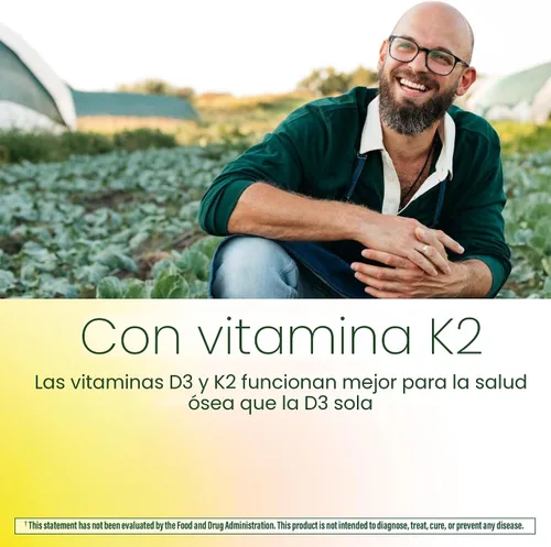 Miniatura 4 de MegaFood Vitamina D3 5000 UI (125 mcg) – Suplementos vegetarianos con vitamina D3 K2 – Apoya los huesos, dientes, músculos y salud inmunológica