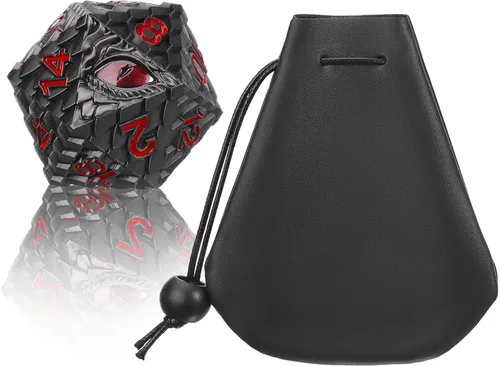 Miniatura 3 de 1 dado de metal D20 DND – Dados poliédricos gigantes metálicos de 20 caras, dados grandes de 1.378 in de ojo de dragón para juego de mesa