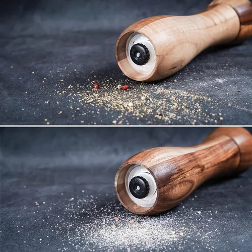Miniatura 2 de Molinillo de pimienta, molinillo de cerámica ajustable tanto para pimienta como para sal, madera de acacia, altura de 8 pulgadas, diámetro de 2.4 in