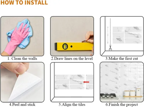Miniatura 7 de 16 hojas de azulejos autoadhesivos 3D de pared, azulejos adhesivos de vinilo para despegar y pegar, impermeables, retro, bricolaje para cocina