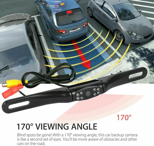 Miniatura 3 de Cámara de respaldo de matrícula, impermeable, vista trasera de 170°, cámara de visión trasera, visión nocturna, sistemas de cámara de respaldo