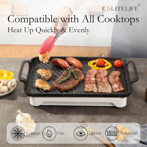 Miniatura 5 de ESLITE LIFE Sartén antiadherente de 11 x 17 pulgadas para cocinar en interiores y exteriores, versátil sartén grande de inducción 2 en 1