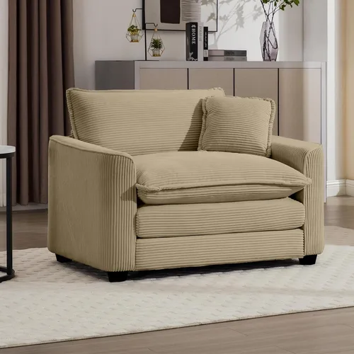 Miniatura 27 de Aoowow Sofá de dos plazas de pana, modernos sofás de nube de 2 plazas para sala de estar, sofás modulares de nube seccionales con asiento profundo