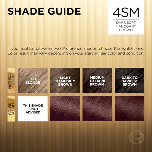 Miniatura 6 de L'Oreal Paris Superior Preference - Tinte permanente luminoso que desafía la decoloración, tinte para el cabello hasta 9 semanas de resplandor, 4SM