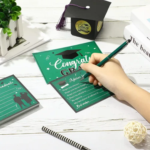 Miniatura 4 de Nezyo Caja para tarjetas de graduación con 30 tarjetas de consejo, caja de tarjetas de regalo de felicitaciones para clase de 2026, caja