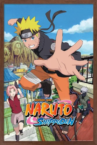 Miniatura 10 de Trends International Naruto Shippuden - Póster de pared de salto, 14.725 x 22.375 pulgadas, versión enmarcada de madera de granero