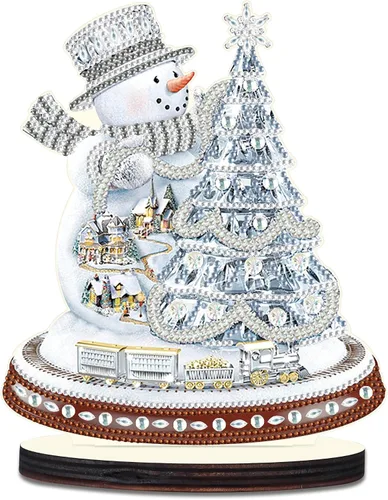 Miniatura 11 de antor Kit de adornos de escritorio con diseño de árbol de Navidad, muñeco de nieve, pintura de diamante, para adultos, principiantes, arte de Árbol
