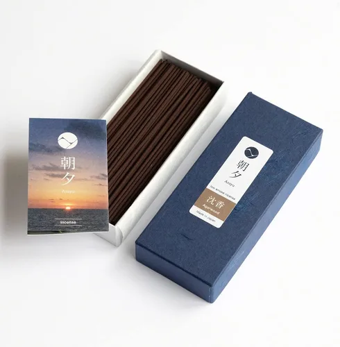 Miniatura 3 de Asayu Japan Set de regalo de incienso de bajo humo con soporte de incienso y soporte de latón, varillas de incienso de madera de agarwood