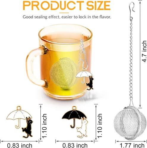 Miniatura 3 de Infusor de té con dije de gato, bola de té de hojas sueltas TeaSanavie y colador, té de malla fina de acero inoxidable 304 de alta calidad, regalo