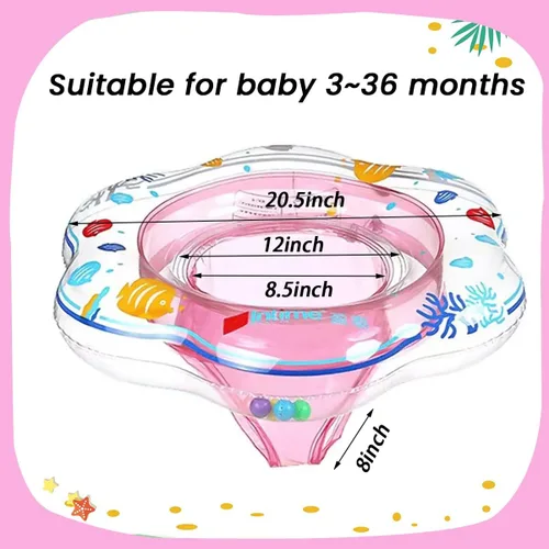 Miniatura 3 de Arcimatto Flotadores de piscina para bebés, balsa inflable con asa, asiento de seguridad doble, anillo de natación para niños, flotadores de agua